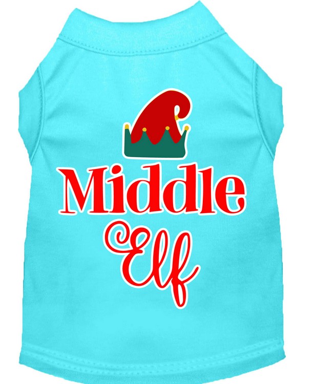 Middle Elf Screen Print Dog Shirt Aqua Lg